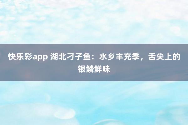 快乐彩app 湖北刁子鱼：水乡丰充季，舌尖上的银鳞鲜味