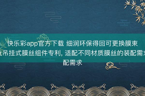 快乐彩app官方下载 细润环保得回可更换膜束及吊挂式膜丝组件专利， 适配不同材质膜丝的装配需求