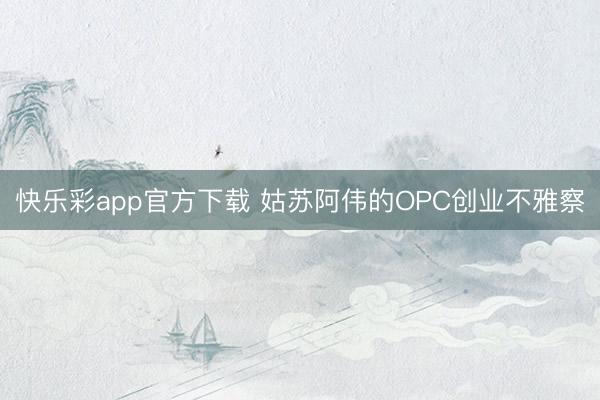 快乐彩app官方下载 姑苏阿伟的OPC创业不雅察